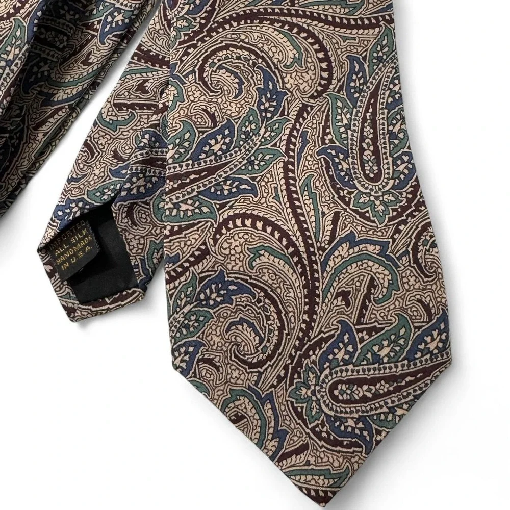 Marcus Neiman-Marcus Collection Paisley 100% Silk Necktie‎ Old Money Korea Made